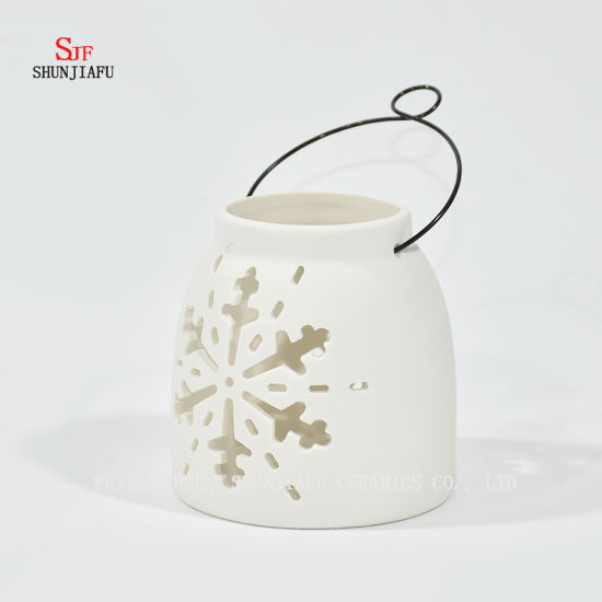 Weiße Keramik Design Teelicht Sturm Laterne