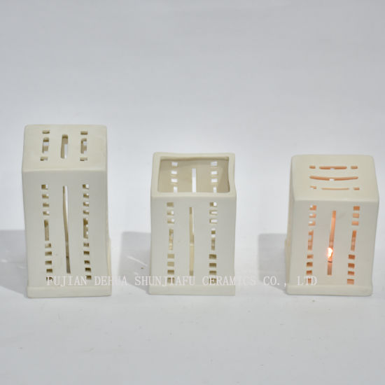 Moderne Architektur Form Candle Choice, mehrfarbige flammenlose LED-Votivkerzen mit Knopfschalter / Keramik