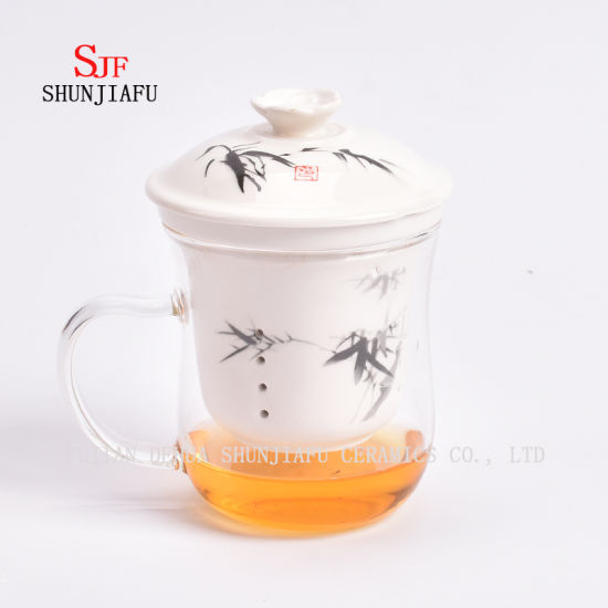 Kreative transparente Tasse Glas & Keramik Tee Infuser Tasse