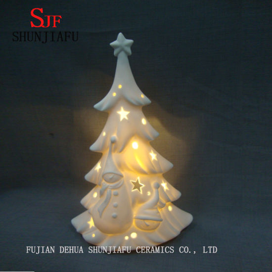 Keramischer Weihnachtsbaum - LED beleuchteter Minibaum