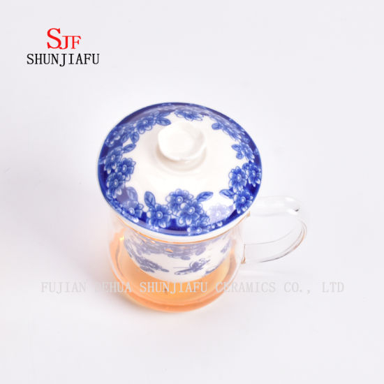 400ml Kreative Geschenke Doppelwand Glas Teesieb Kaffeebecher, Glas Teetassen mit Deckel