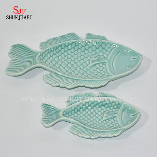 Keramik Fischplatte Essig Geschirr Geschirr Teller-Ocean Serie / B.