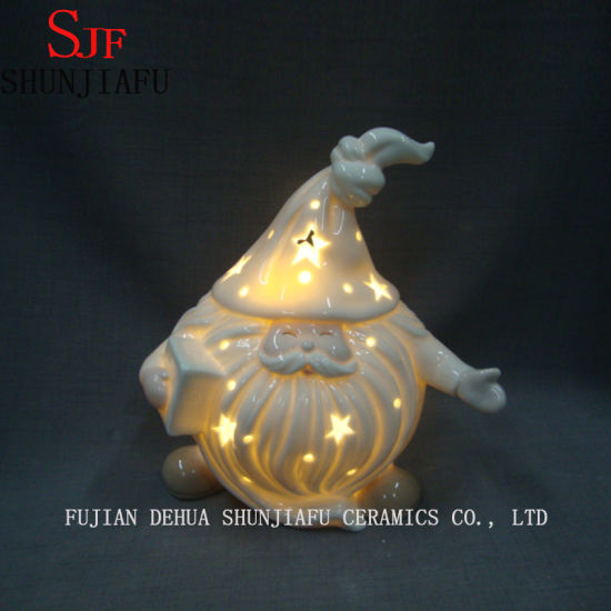 Keramik Weihnachtsmann Kerzenhalter LED Flamme für Zuhause / Weihnachtsdekoration