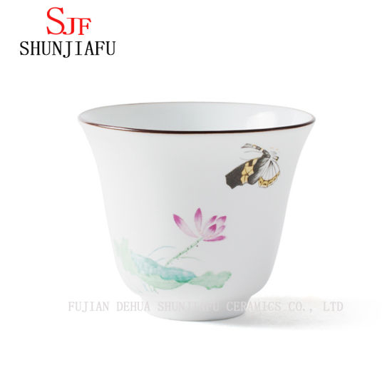 Hochwertige handgemachte Farbe Lotus Keramik Kung Fu Teetasse