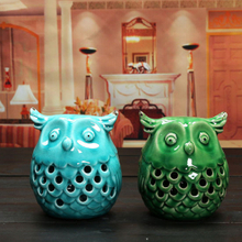 Neue Porzellan Vintage handgemachte süße Keramik LED Eule Kerzenhalter