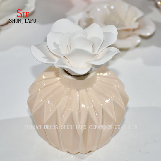 Keramikbrenner Aromatherapie Diffusor Teelicht Dufthalter mit Blume / a