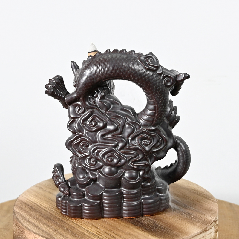 Keramikstatue Dragon Play Perlen Rückfluss Wasserfall Räuchergefäß