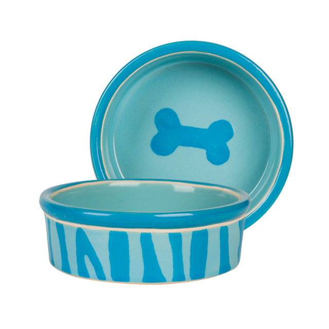 Bowl Bottom Dog Footprints Kreisförmige blaue Keramik Dog Bowl Ceramic Pet Feeder