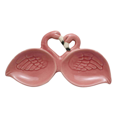 Keramik Pink Zwei Flamingos verbinden zwei Platten