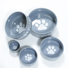 Drucken Weiß Hund Fußabdrücke Hund Fußabdrücke Wasserschale Kornschale schöne Haustierprodukte Einzelschale Keramikschale