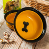 Schüsselboden Druck Knochenbilder Gelbe Keramik Pet Feeder Circular Ceramic Dog Bowl