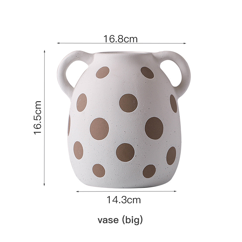 Keramikvase mit zwei Ohrengold -DOT -Muster