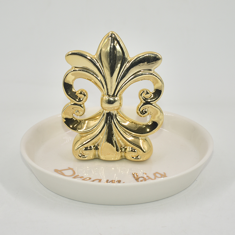 Goldenes Leuchtfeuer Design Keramik Schmucktablett Ringhalter