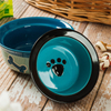 Schüsselboden Druck Knochenbilder Himmelblau Keramik Pet Feeder Circular Ceramic Dog Bowl