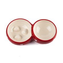 Milo Exclusive Use Double Bowl Style Roter Keramik-Futterautomat Keramik-Hundenapf