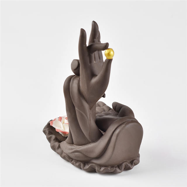 Schwarze Farbe mit beiden Buddha's Hand Flower Style Backflow Keramik Räuchergefäß Keramik Backflow Weihrauchbrenner