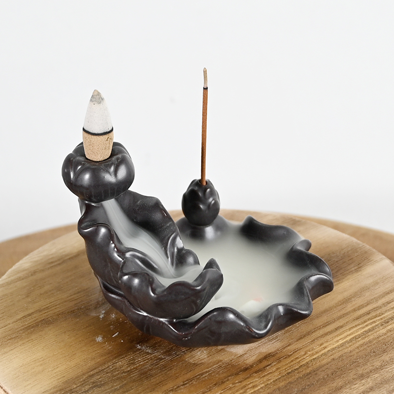 Keramik Wasserfall Backflow Weihrauch Brenner Lotus Style Design Zwei Goldfische spielen