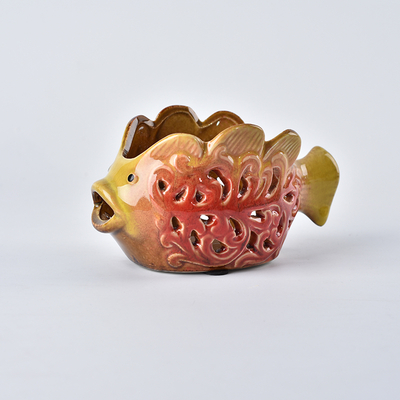 Gelbe und rote Fisch-Stil Design Keramik Obstschale Keramik Garnschale, Garnschale, Strickschale, Häkelschale, hellblaue Garnschale, auf Bestellung gefertigt
