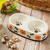 Black Circle Edge Bowl Bottom Printing Hund Footon Circular Dog Footon Keramik Double Bowl Integration Dog Bowl Keramik Pet Feeder