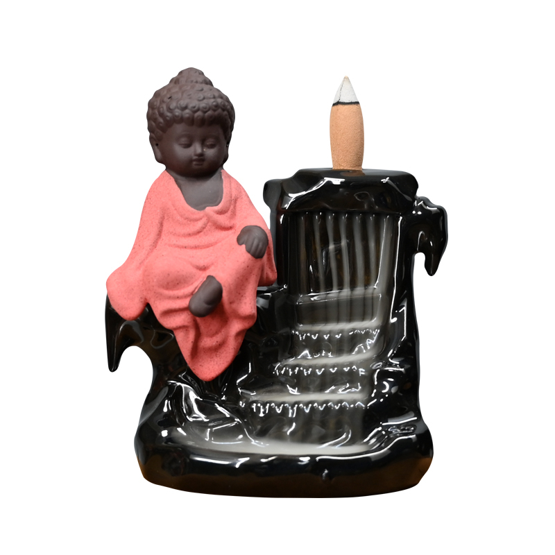 Weihrauchkegel Wasserfall Keramik rot Little Buddha Rückfluss Weihrauchbrenner