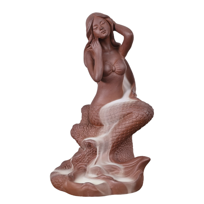 Keramik -Meerjungfrau -Wasserfall -Rückfluss Weihrauchbrenner