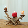 Driftwood Teelight 3 Kerzenschalen Herzstück mit 3 Glasbehältern von handwerklich lebender Holzkerzenhalter