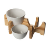 Kreative Holzrahmen Pet Bowl Größe Doppel Handgelenk Pet Bowl Keramik Dog Bowl