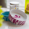 Drucken Pink Strip Circular Ceramic Dog Bowl Keramik Pet Feeder