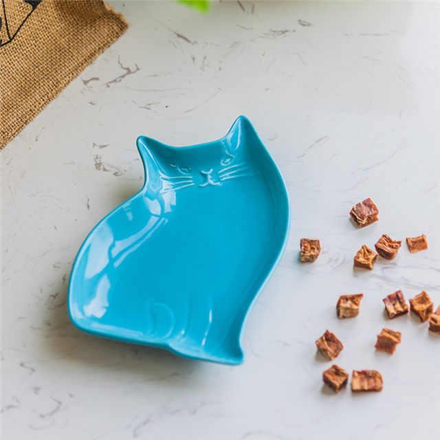 Cat Style Keramikplatte Keramik Pet Feeder Blue Ceramic Dog Bowl