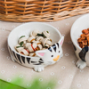 Schwarzer Kreis WithCat's Kopf und Füße bedruckt kreisförmiges Keramik-Hundefutter Pink Ceramic Pet Feeder Cat Bowl
