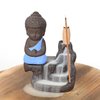 Keramik-Wasserfall-Rückfluss-Räuchergefäß Keramik-blauer kleiner Buddha-Wasserfall-Rückfluss-Räucherstäbchenhalter