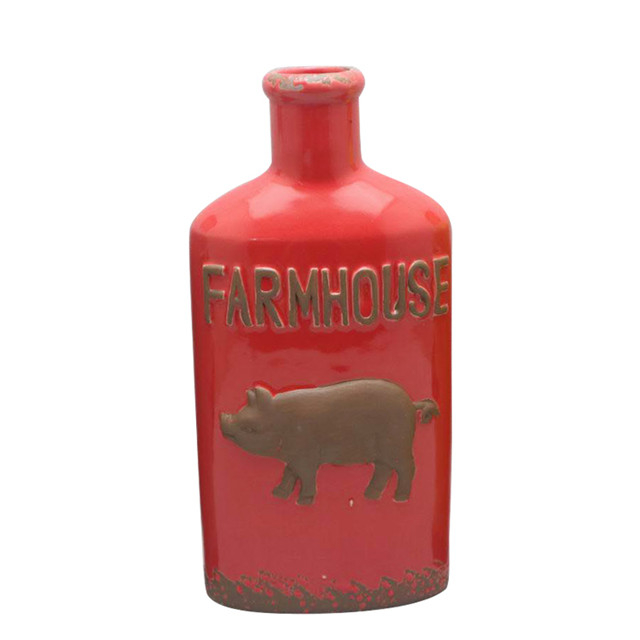Keramik Verschiedene Stile Weinflasche Design Rot Relief Schwein Stil Weinflasche Stil Keramikvase