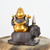 Keramik-Ganesha-Stil 2 sitzt auf dem Elefanten-Wasserfall-Rückfluss-Räucherstäbchen-Kegel-Keramik-Backflow-Räucherbrenner