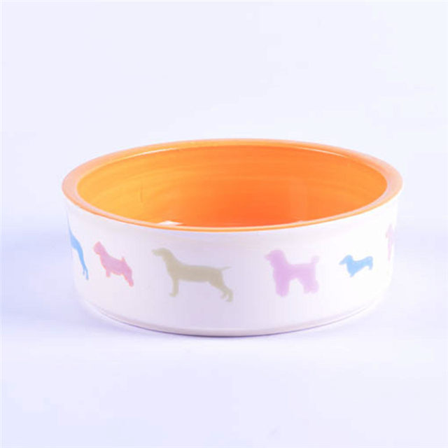 Schüssel außerhalb bedruckter Hund Rosa Schüssel Boden Druckknochen Bilder Keramik Pet Feeder Keramik Hundenapf