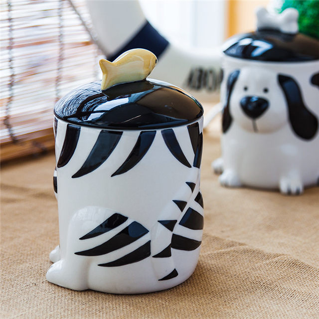 3D Katzenart Keramik Tiernahrung Vorratsbehälter Katzenfutterglas Hundefutterglas
