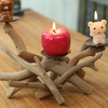 Driftwood Teelight 3 Kerzenschalen Herzstück mit 3 Glasbehältern von handwerklich lebender Holzkerzenhalter