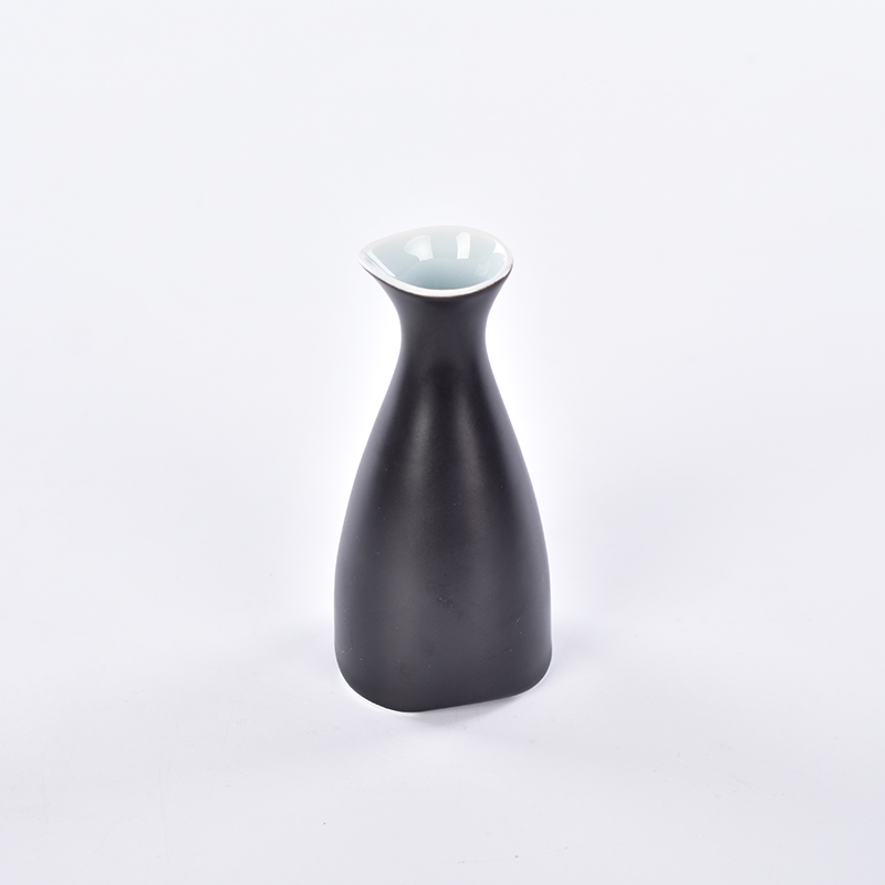 Schwarz glänzende Glasur Schwarz Sake Pot Wachs Wachs Wacher schwarzer Keramik Sake Set