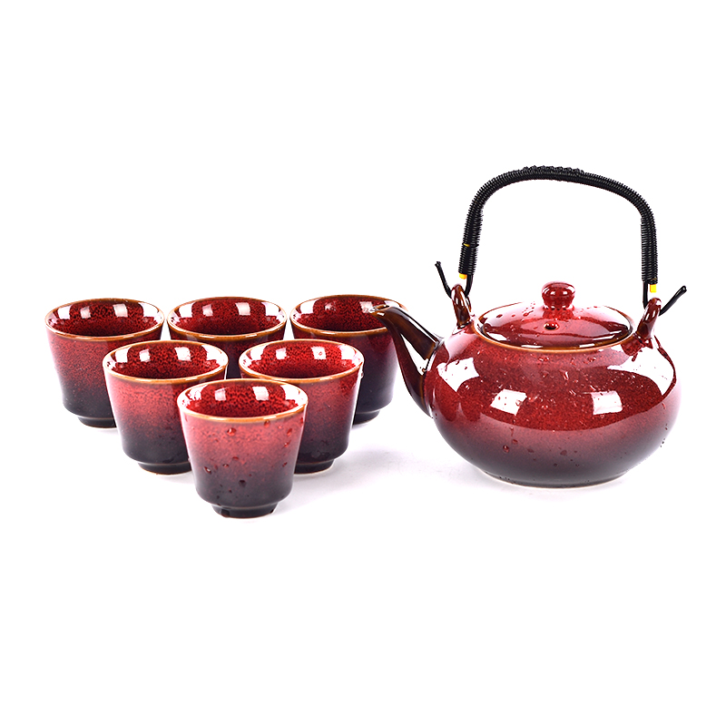 Kung Fu Teeset Wasserkocher Teeset Handgefertigtes rotes Keramik Teeset Brew Tea
