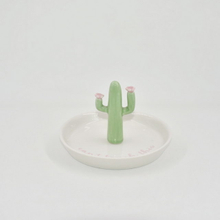 Grüne Kaktusform Home Decor Geschenk Schmucktablett Keramik Eheringhalter Schmuck Display Tablett