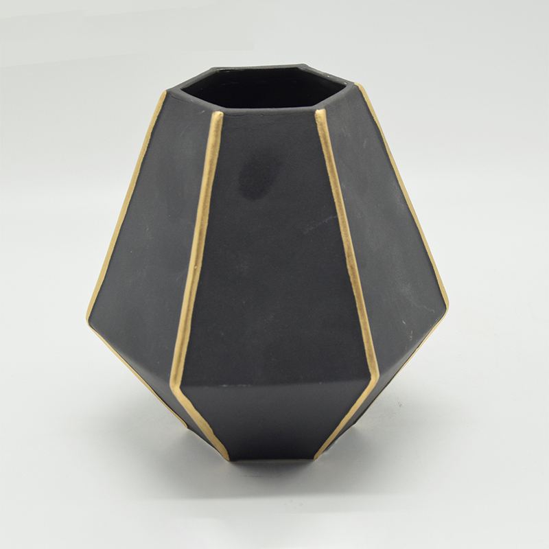 Heimtextilien Dekoration Tischplatte Keramik Vase Desktop Dekoration Polyhedrose Schwarz Keramik Vase